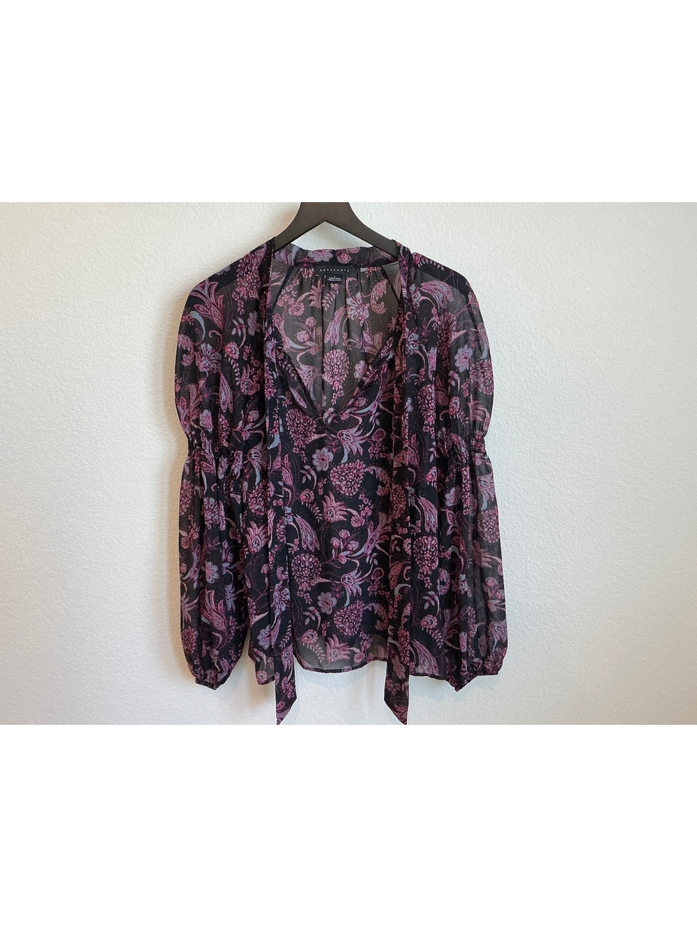 Sanctuary Sheer Floral Print Blouse Large